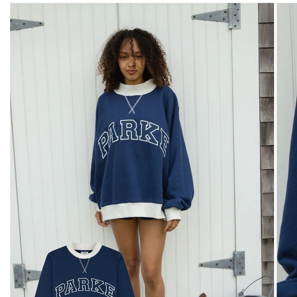 Brand new Parke Women's navy w/gray trim mock neck Sweatshirt